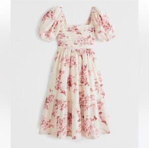 Abercrombie & Fitch Poplin Floral Puffed Sleeved Dress